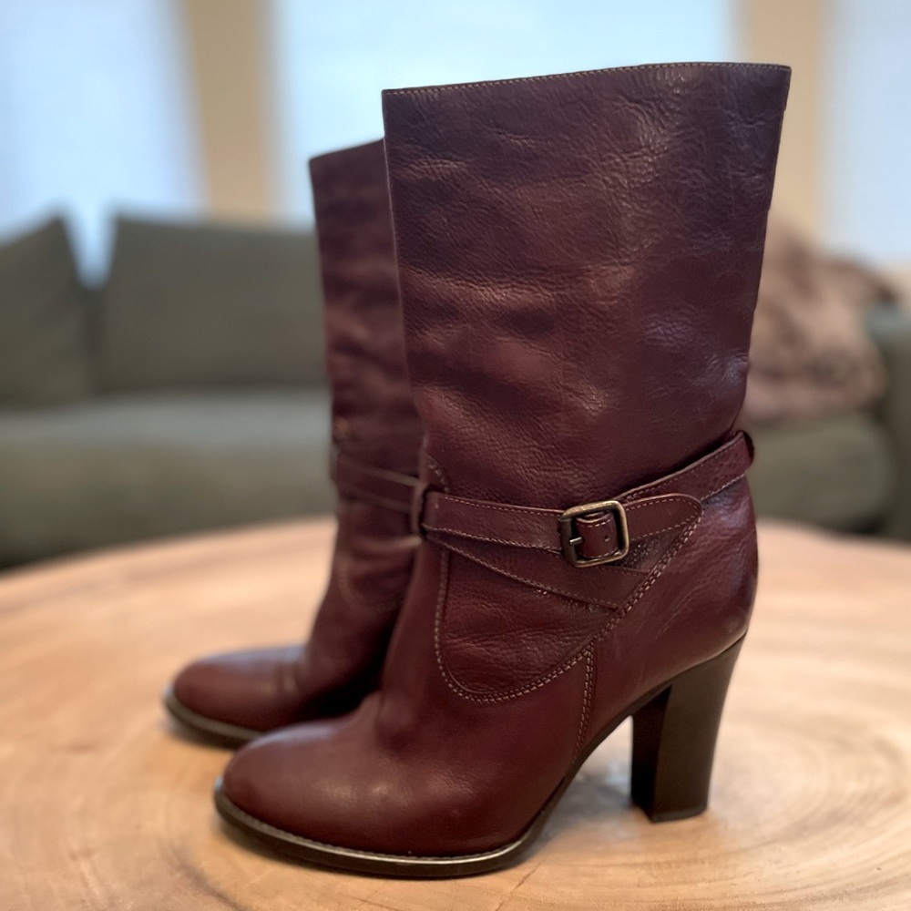 JCrew leather pull-on mid-calf boots